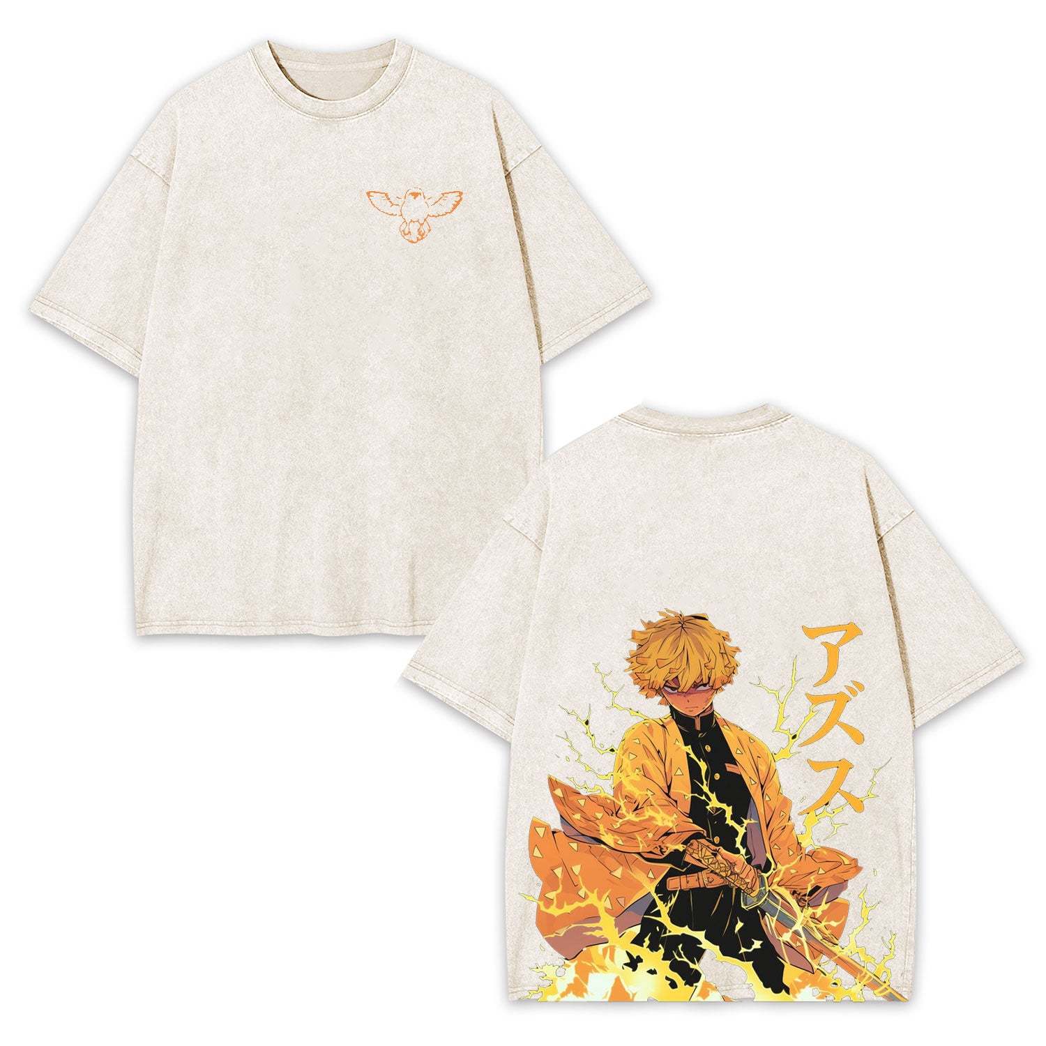 Unisex Anime Inspired Vintage Washed T-Shirt丨Demon Slayer