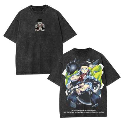 Unisex Anime Inspired Vintage Washed T-Shirt丨Demon Slayer
