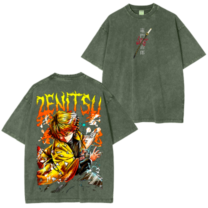 Unisex Anime Inspired Vintage Washed T-Shirt丨Demon Slayer