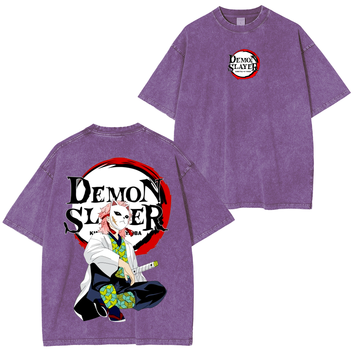 Unisex Anime Inspired Vintage Washed T-Shirt丨Demon Slayer