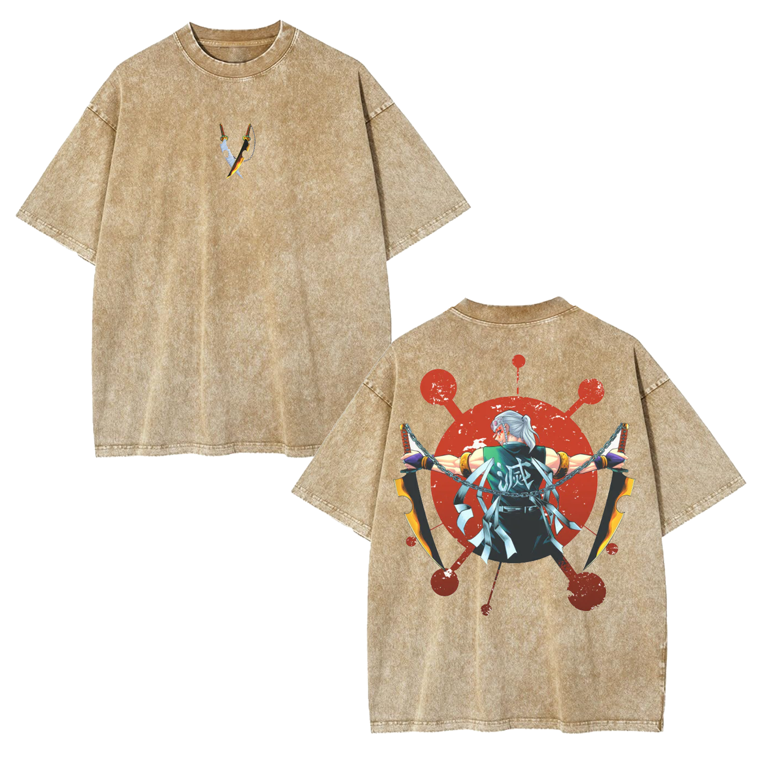 Unisex Anime Inspired Vintage Washed T-Shirt丨Demon Slayer