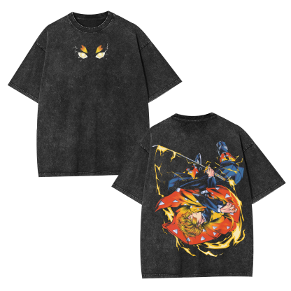 Unisex Anime Inspired Vintage Washed T-Shirt丨Demon Slayer