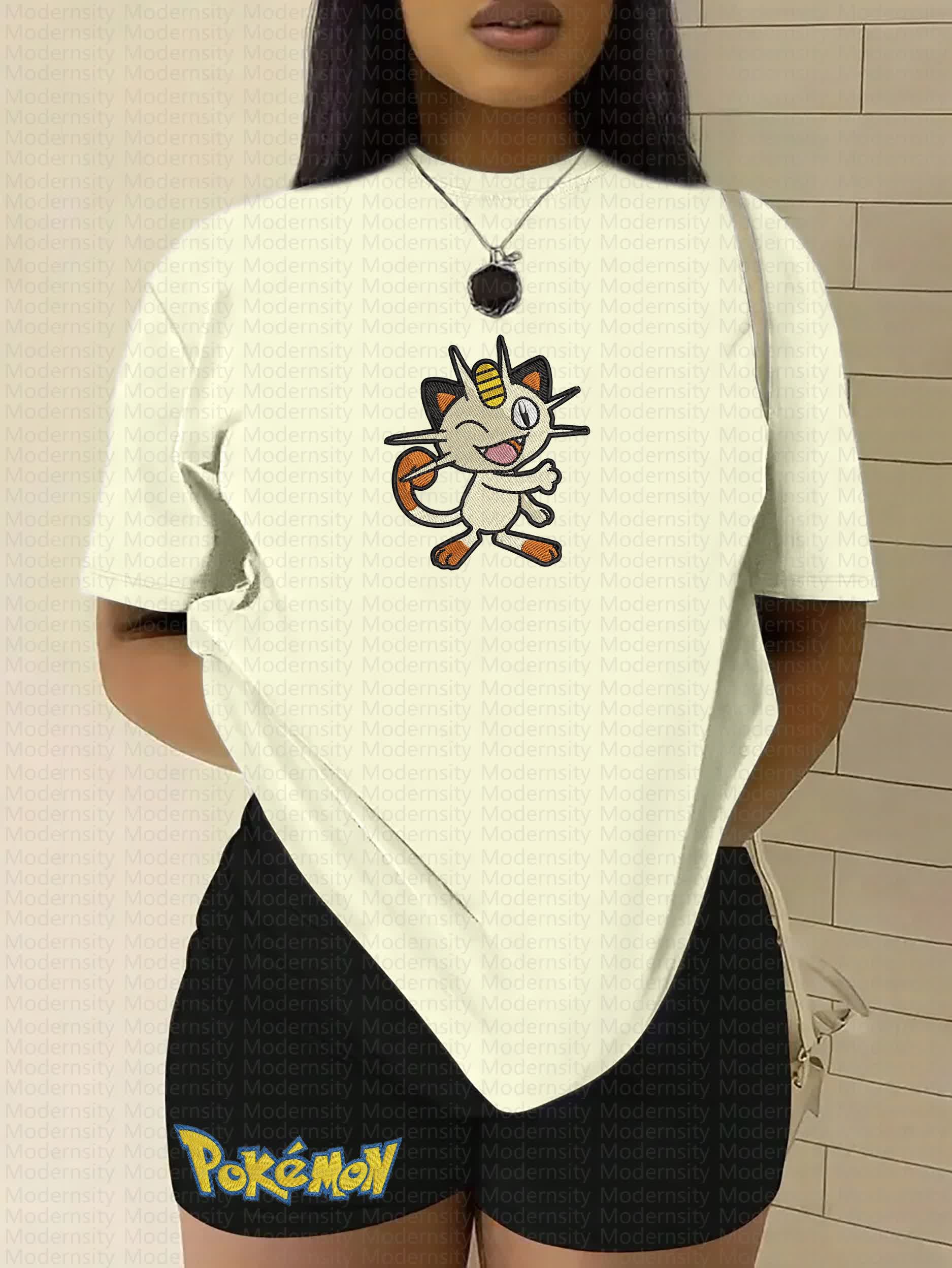 "Pokémon Meowth" Anime Inspired Vintage Embroidered T-Shirt