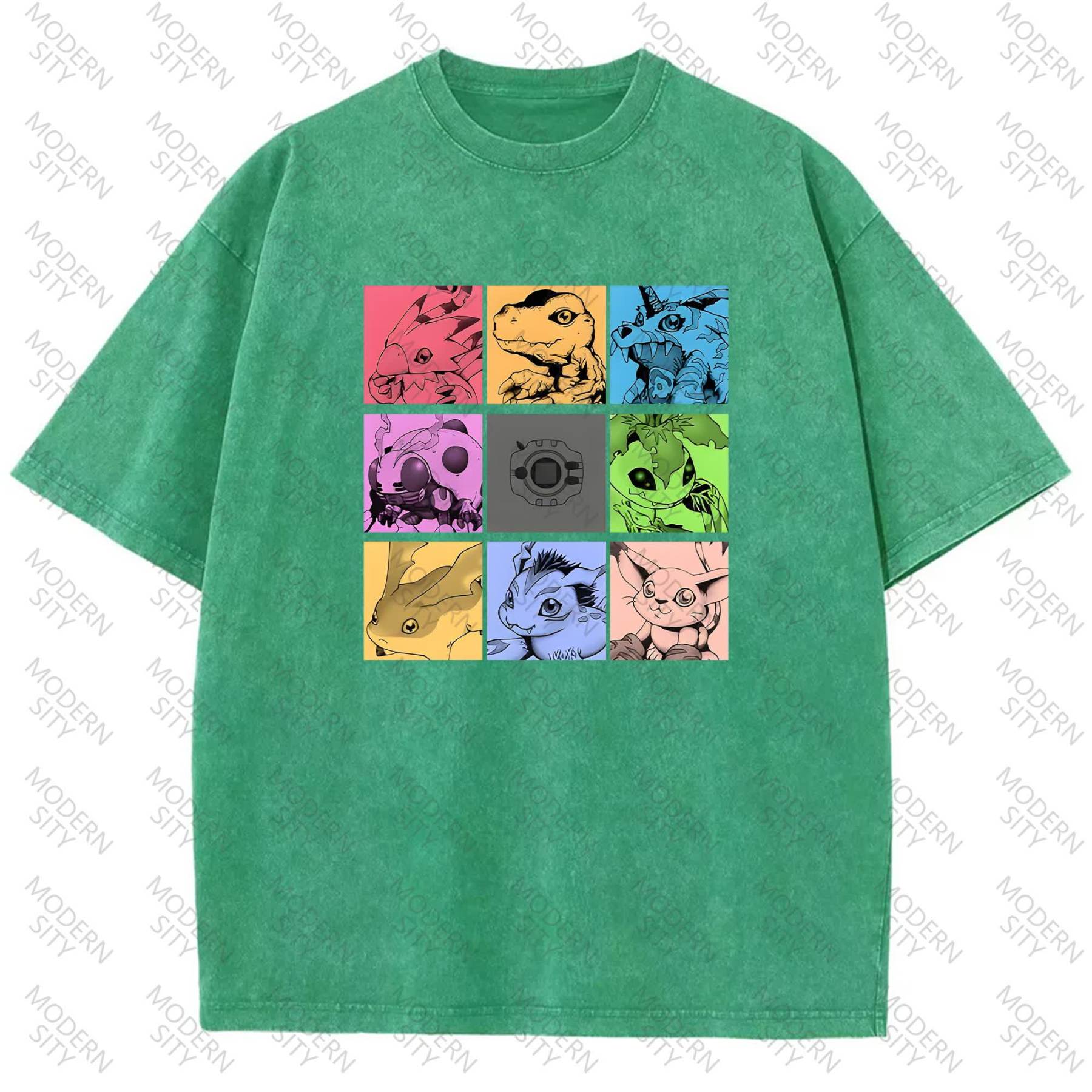 Unisex "Digimon" Anime Graphic Print Washed T-Shirt