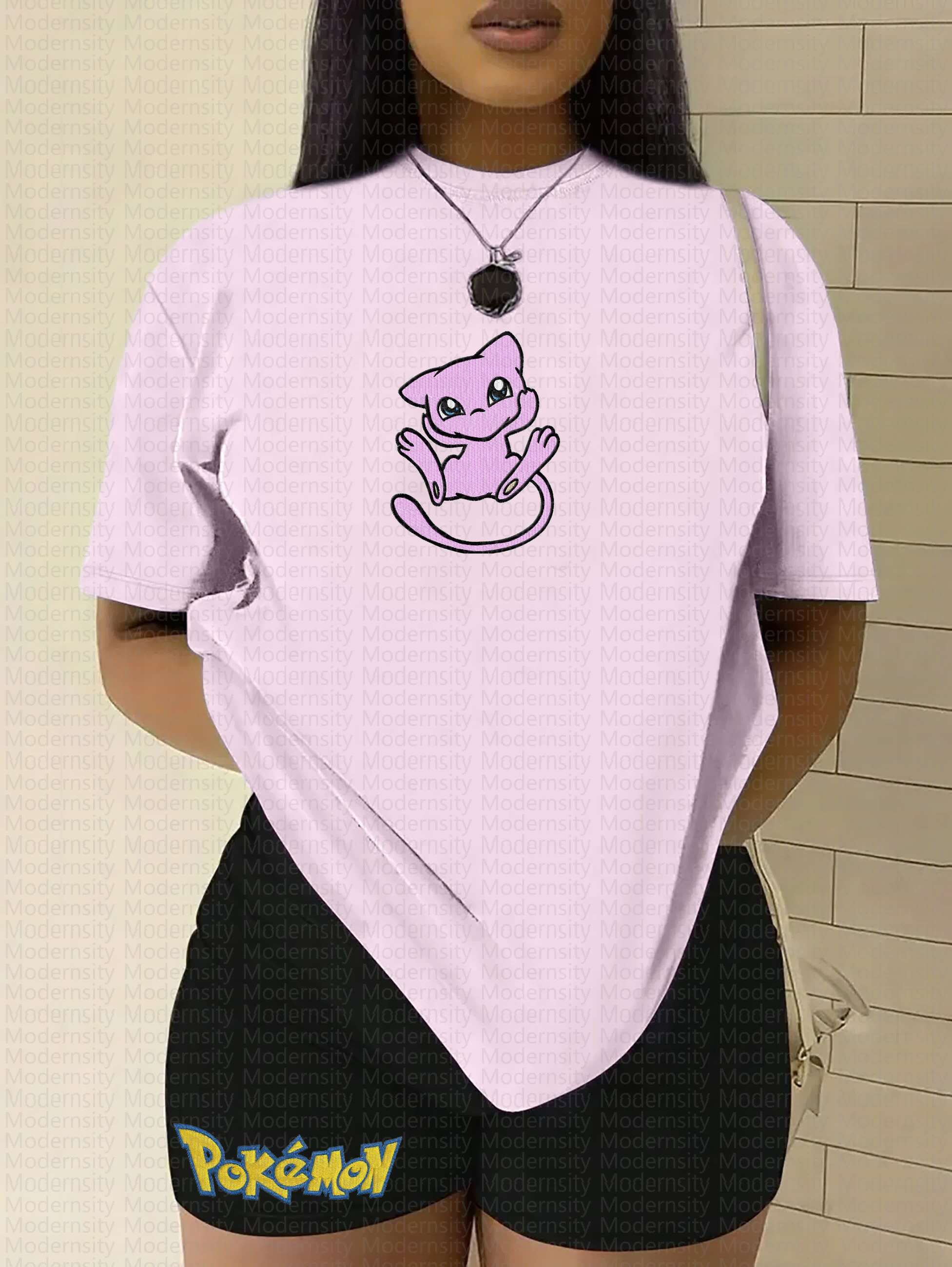 "Pokémon Mew" Anime Inspired Vintage Embroidered T-Shirt