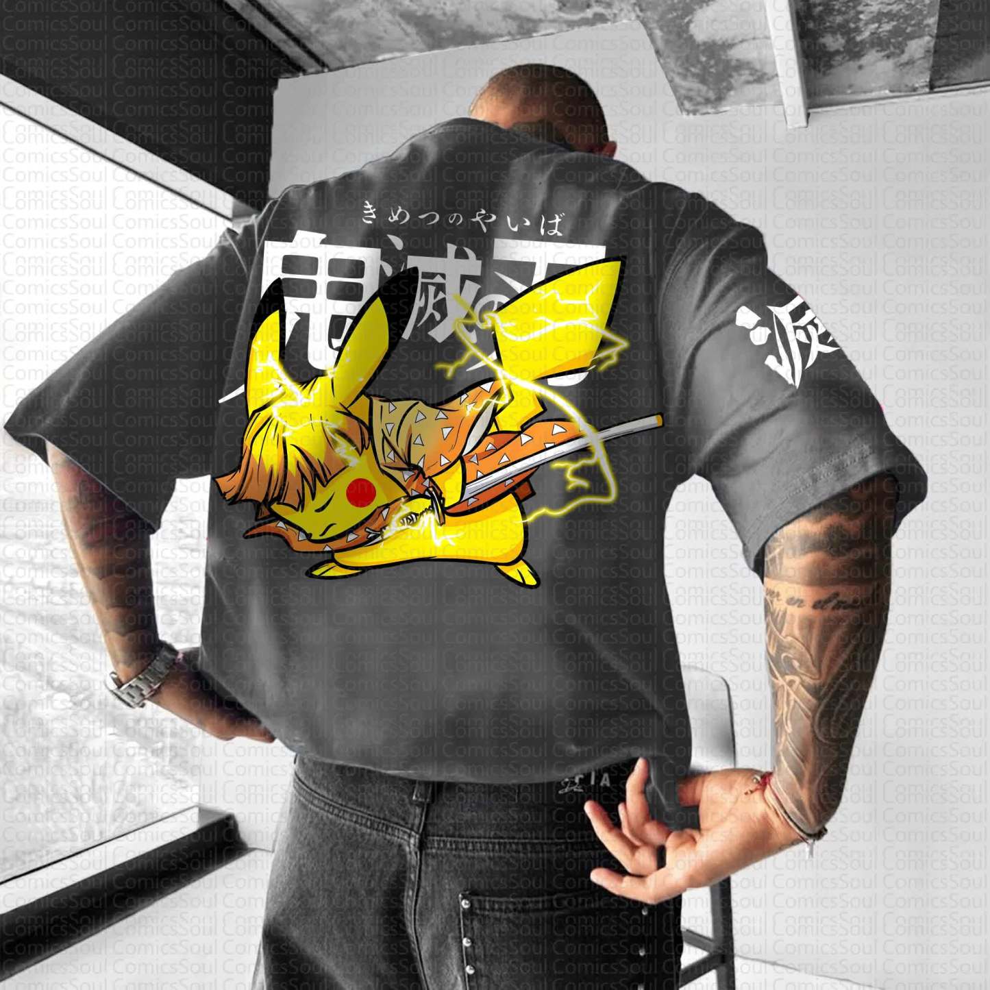 Unisex Anime Inspired Vintage T-Shirt丨Demon Slayer X Pokémon