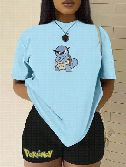 "Pokémon Squirtle" Anime Inspired Vintage Embroidered T-Shirt
