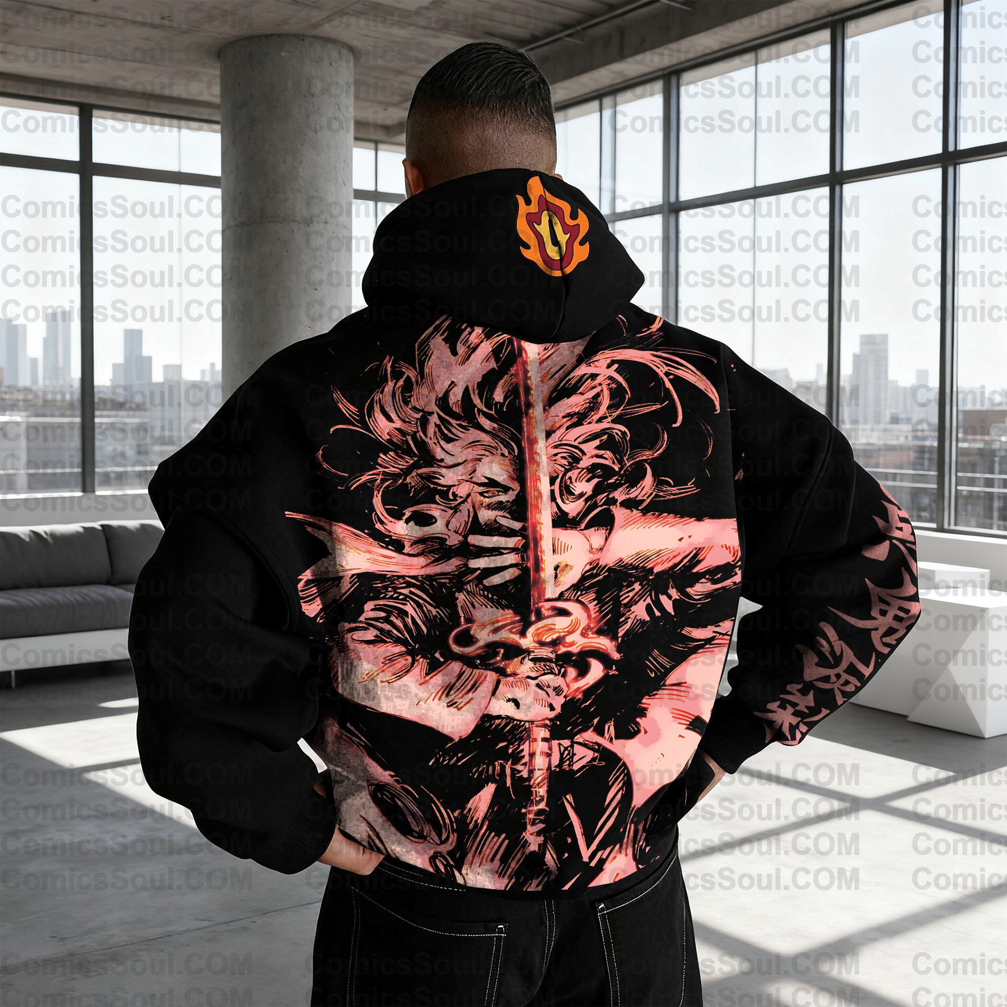 Plus Velvet Unisex Anime Graphic Streetwear Vintage Hoodie