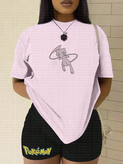 "Pokémon Mew" Anime Inspired Vintage Embroidered T-Shirt