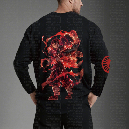Unisex “Demon Slayer” Anime Graphic Streetwear Vintage Long-Sleeved T-shirt