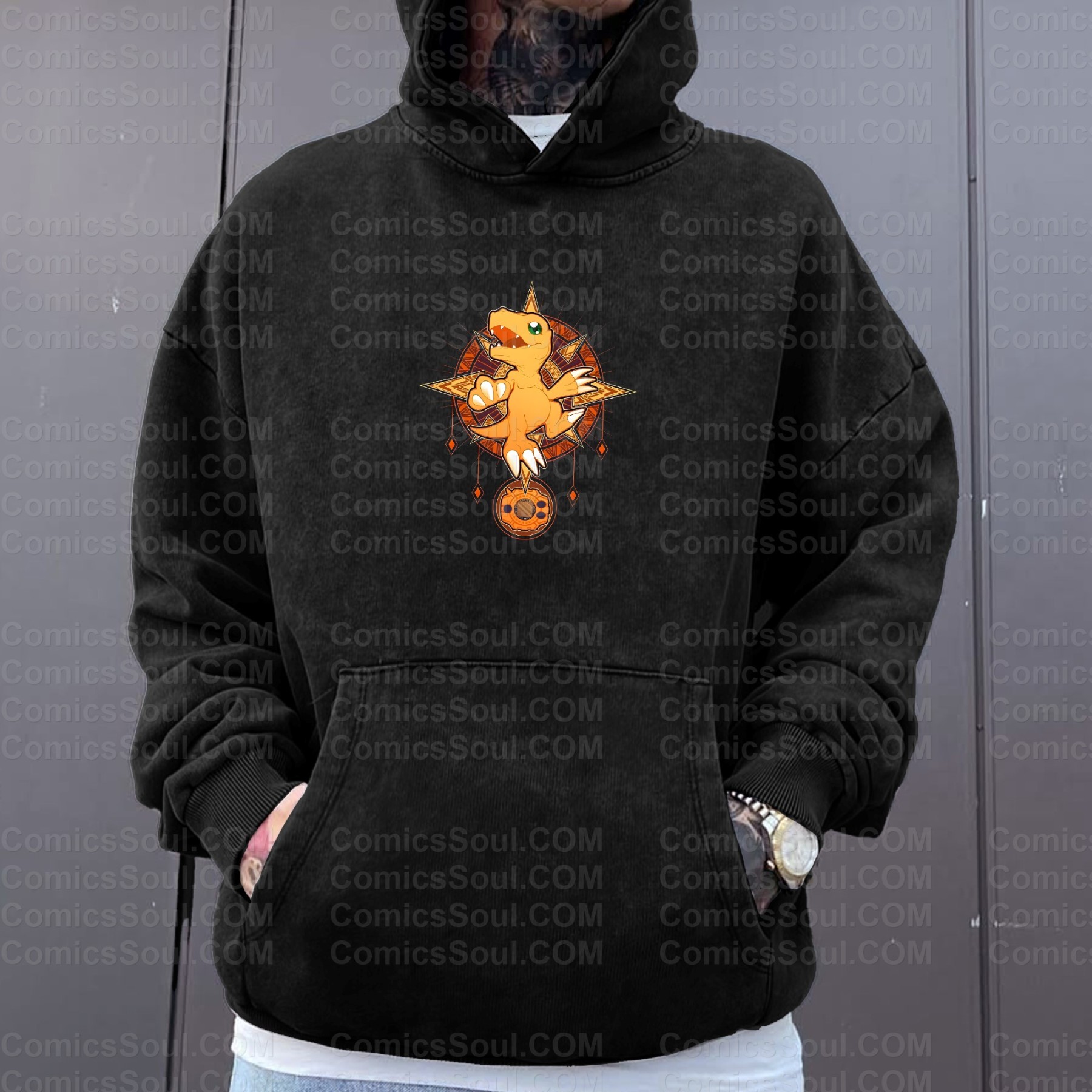 Vintage 3D Direct Inkjet Printed Washed Unisex Plush Hoodie