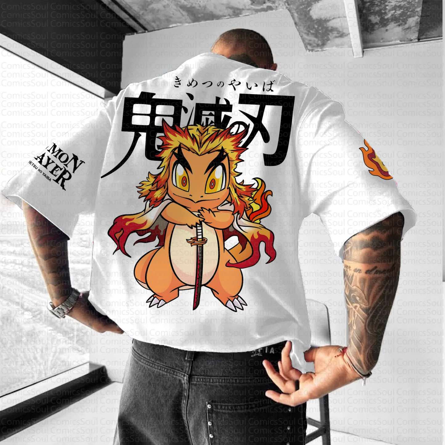 Unisex Anime Inspired Vintage T-Shirt丨Demon Slayer X Pokémon