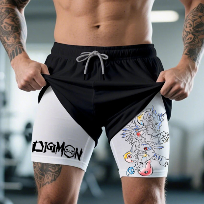 Unisex "Digimon" Anime Style Retro Shorts