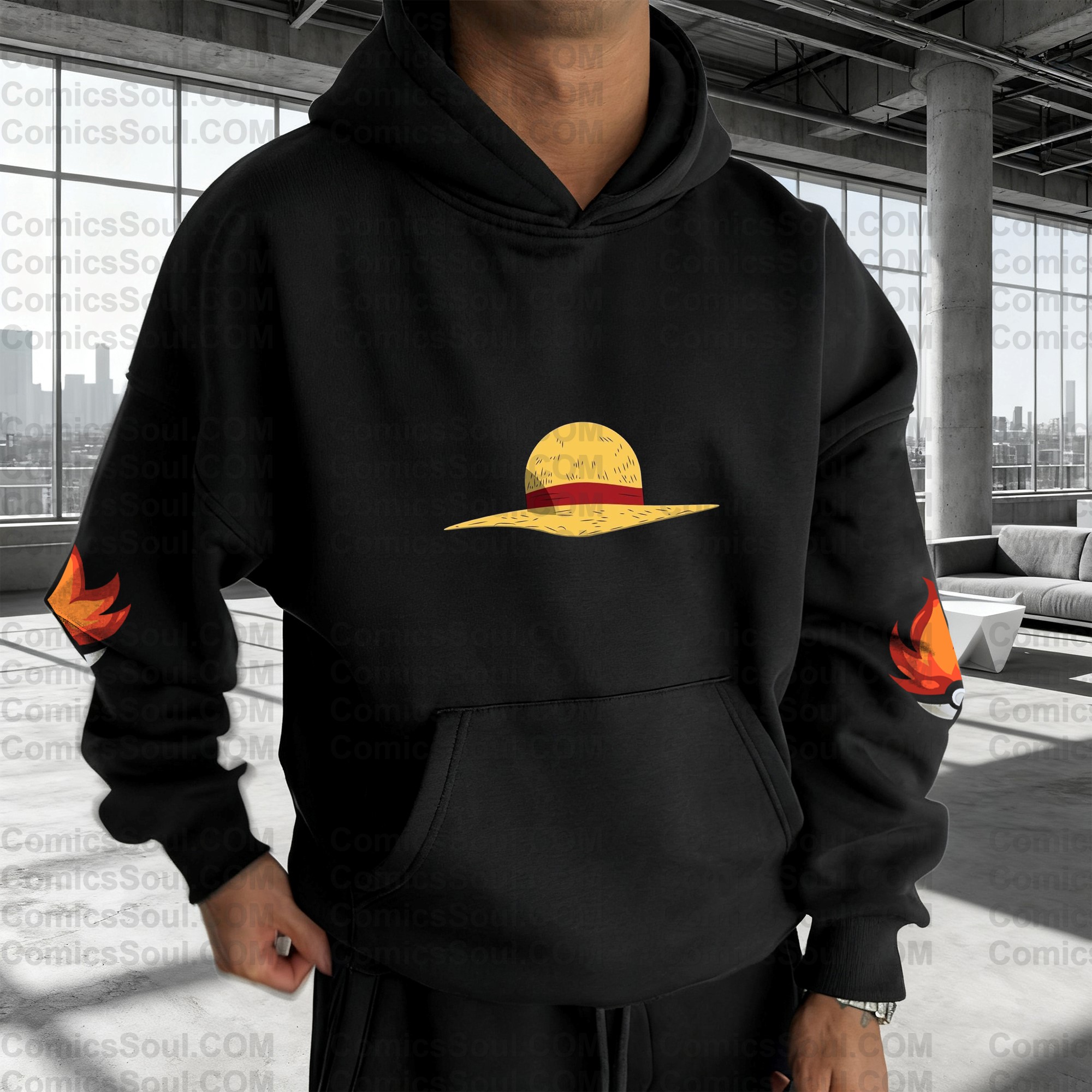 Plus Velvet Unisex Anime Graphic Streetwear Vintage Hoodie