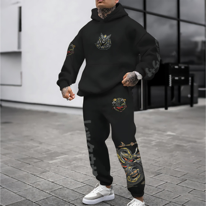 (Fleece-Lined Hoodie)  3D Printed Pullover Hoodie And Sweatpant 2pcs Tracksuits