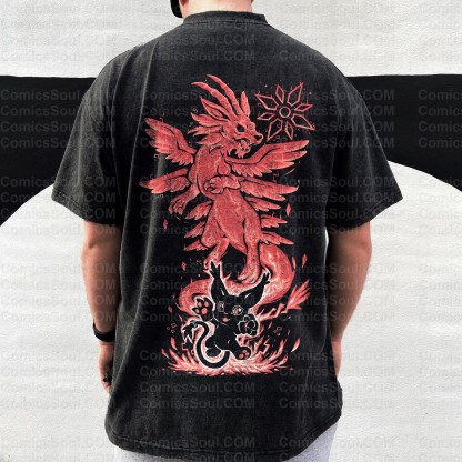 Vintage 3D Direct Inkjet Printed Washed Unisex T-Shirt