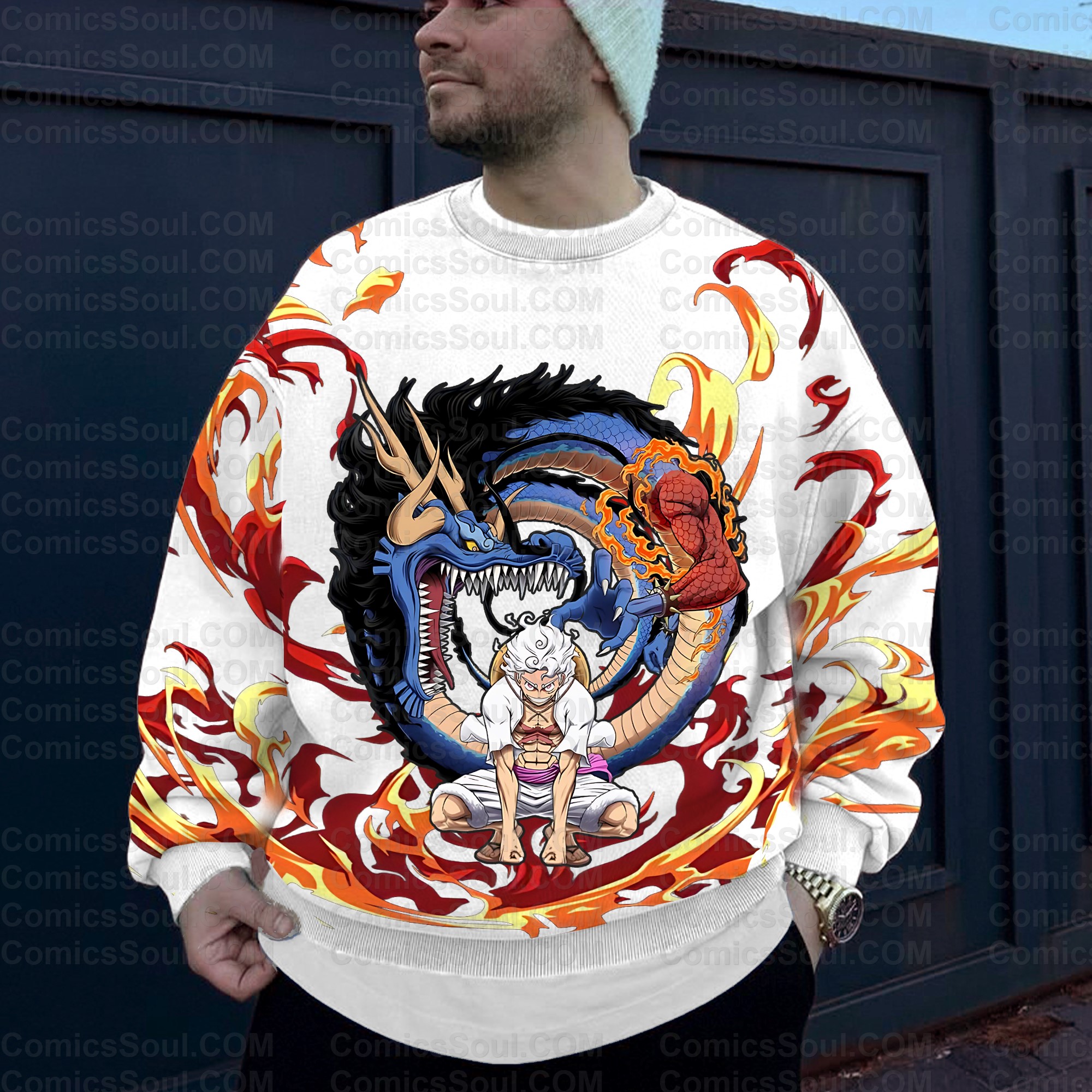 (One Piece)Plus Velvet Unisex Anime Inspired Vintage Sweatshirt