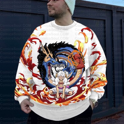 (One Piece)Plus Velvet Unisex Anime Inspired Vintage Sweatshirt