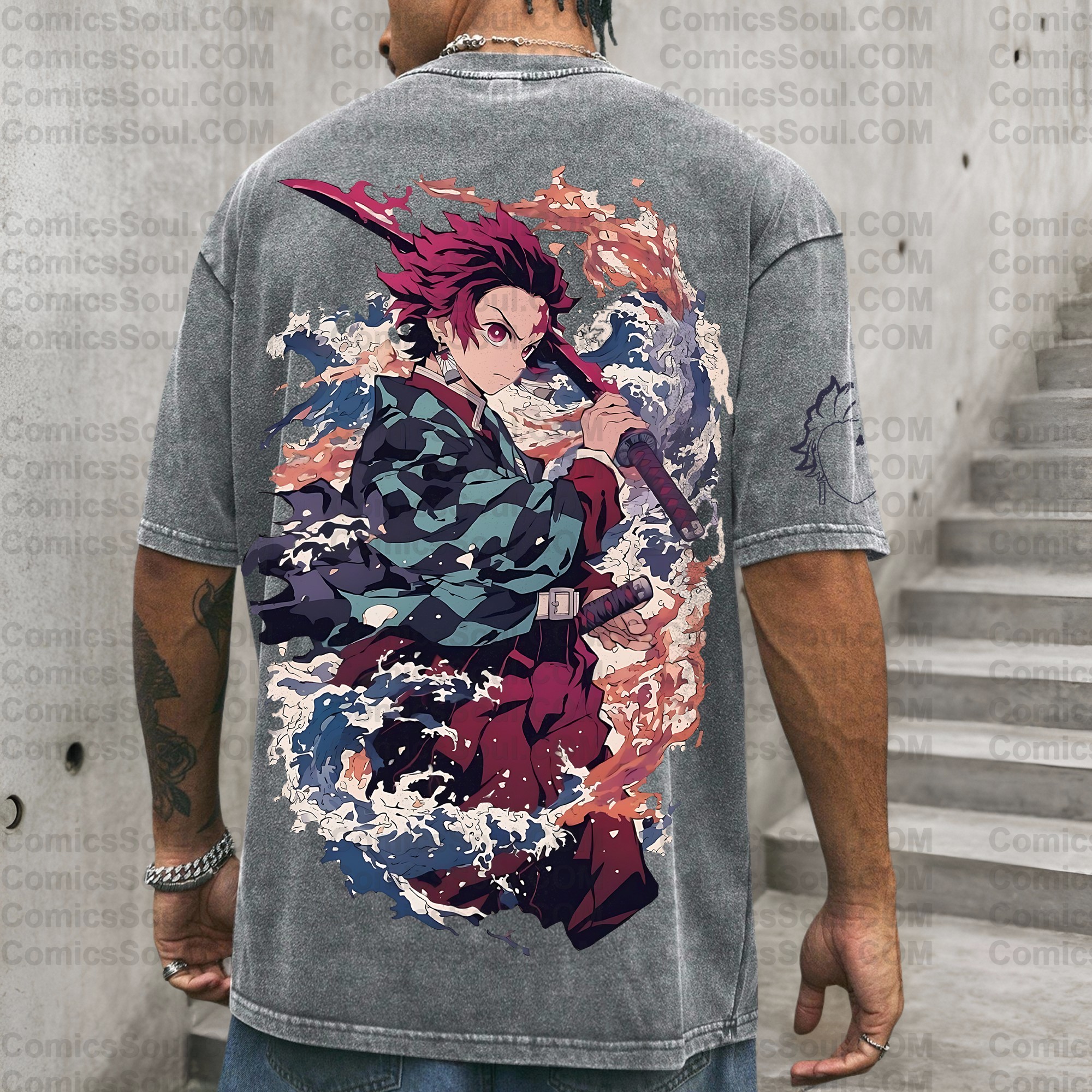 Vintage 3D Direct Inkjet Printed Washed Unisex T-Shirt