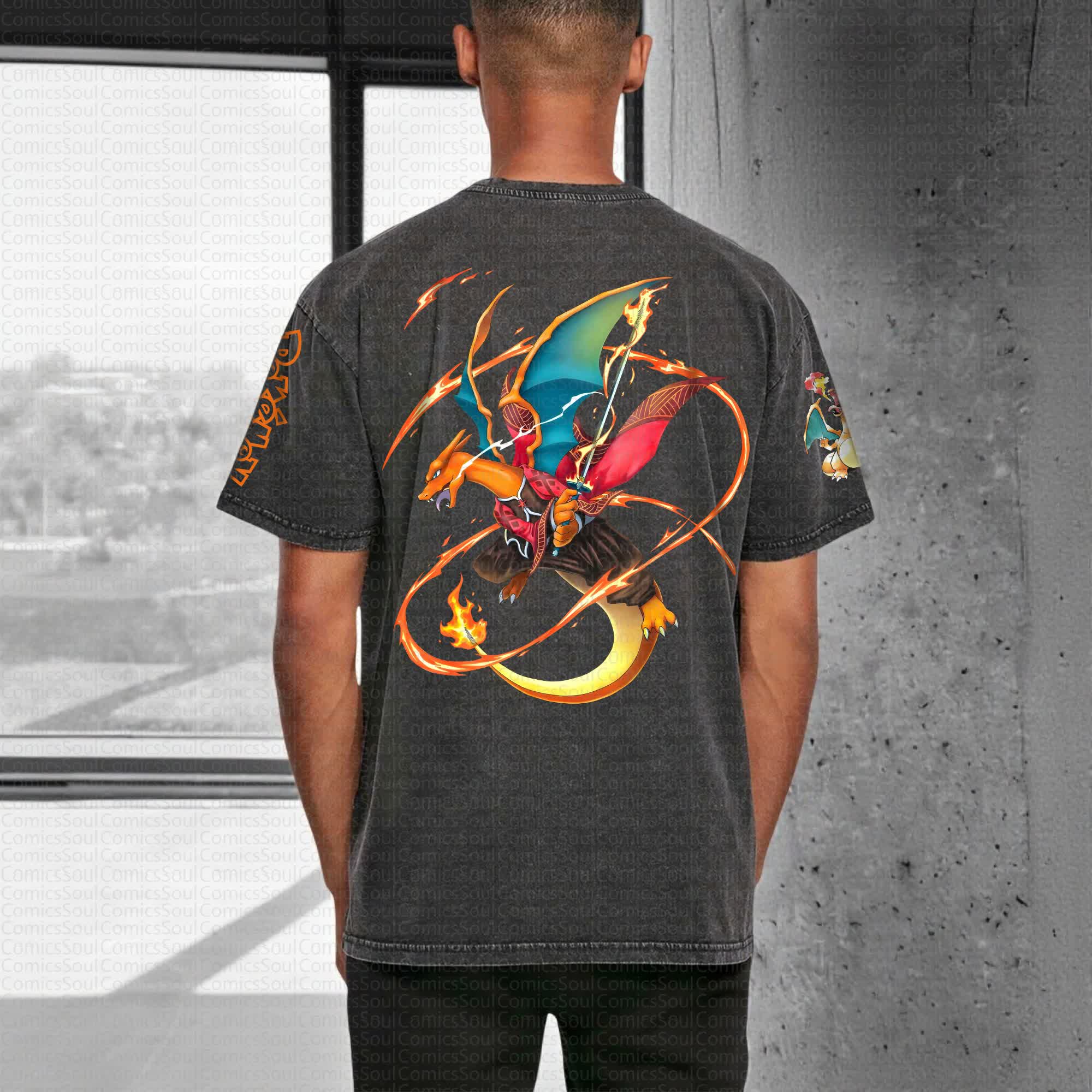 Unisex "Pokémon" Anime Style Vintage Washed T-Shirt