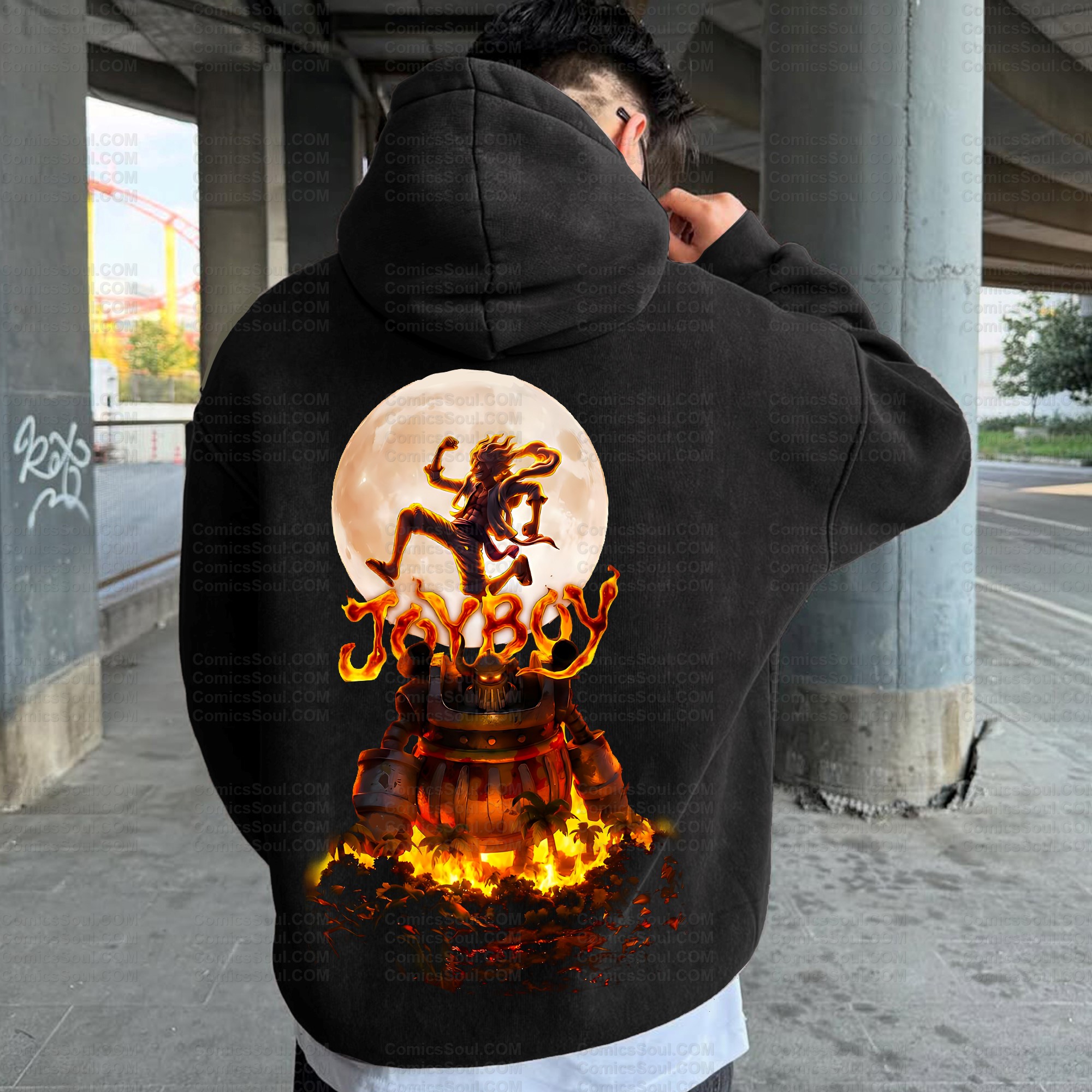 Unisex Anime Graphic Water wash Streetwear Vintage Hoodie