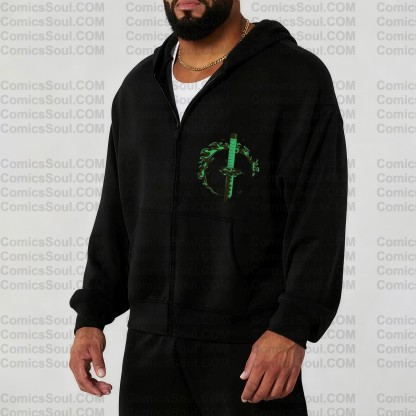 Unisex Graphic Streetwear Vintage Zipper Cardigan Plush Hoodie