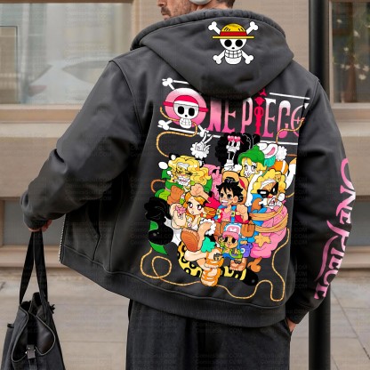 Unisex Graphic Streetwear Vintage Zipper Cardigan Plush Hoodie