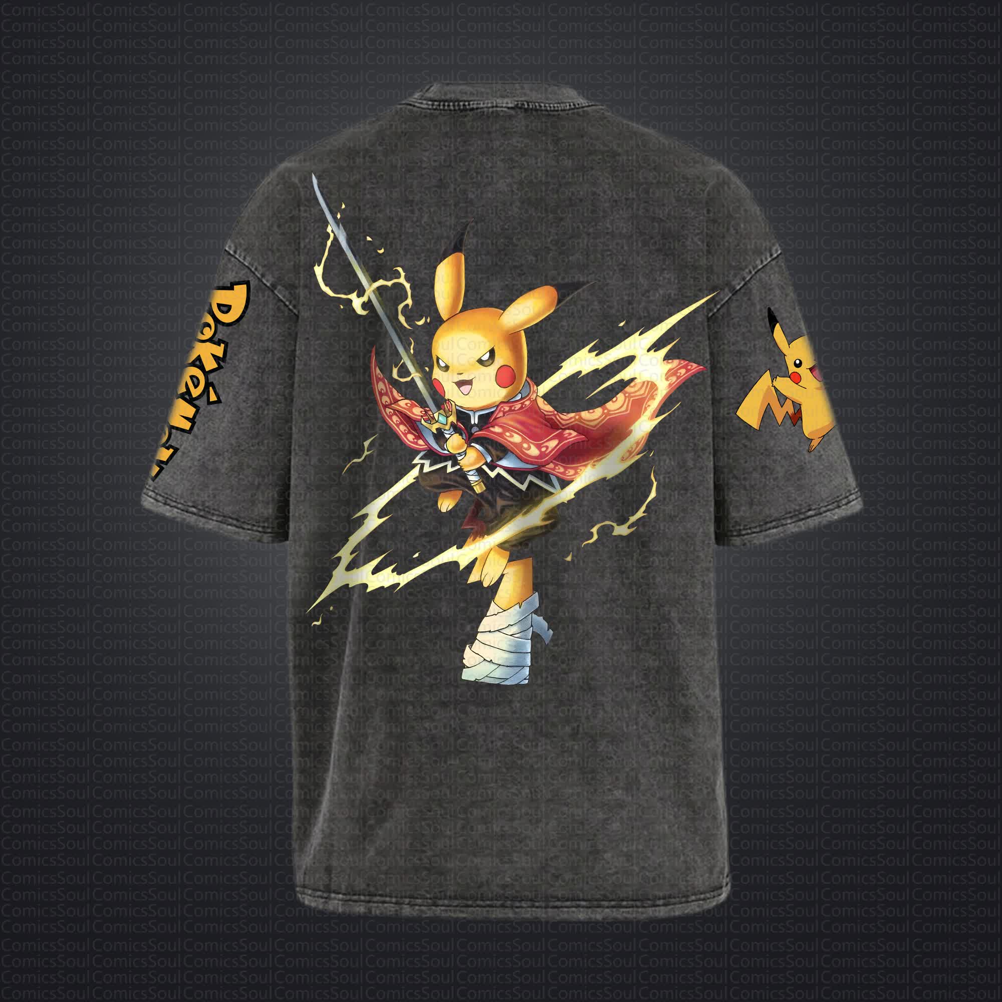 Unisex "Pokémon" Anime Style Vintage Washed T-Shirt