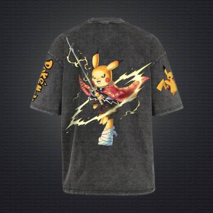 Unisex "Pokémon" Anime Style Vintage Washed T-Shirt