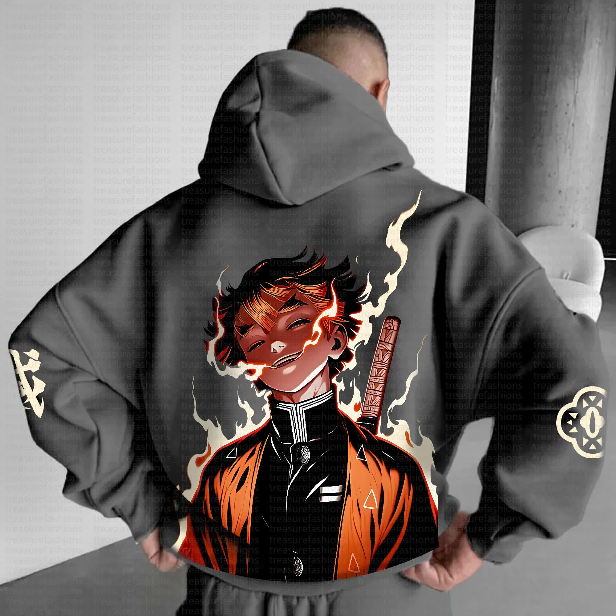 Unisex “Demon Slayer” Anime Graphic Streetwear Vintage Hoodie