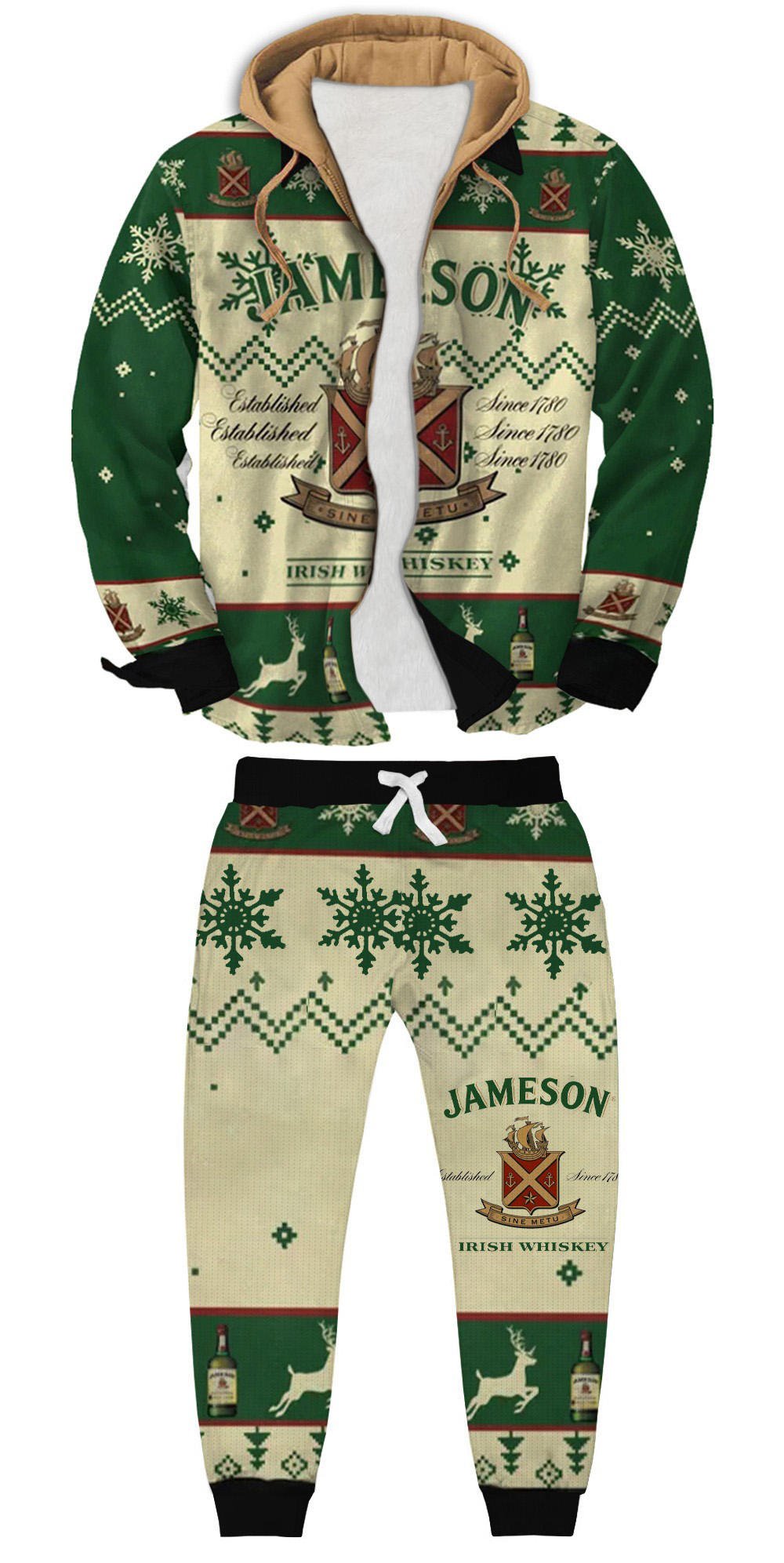 Unisex Fake Two Gradient Plaid Long-Sleeved Shirts Jacket Set