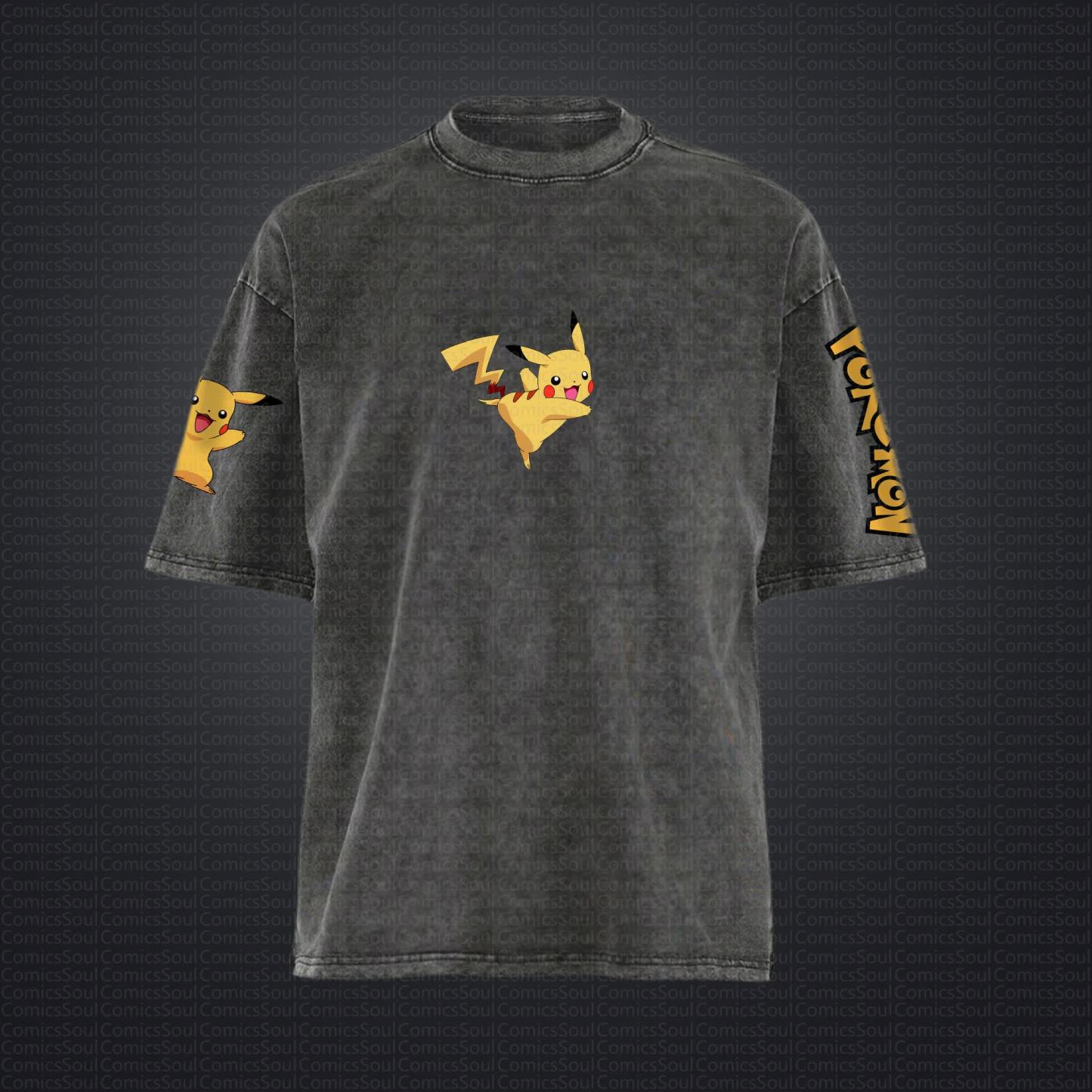 Unisex "Pokémon" Anime Style Vintage Washed T-Shirt