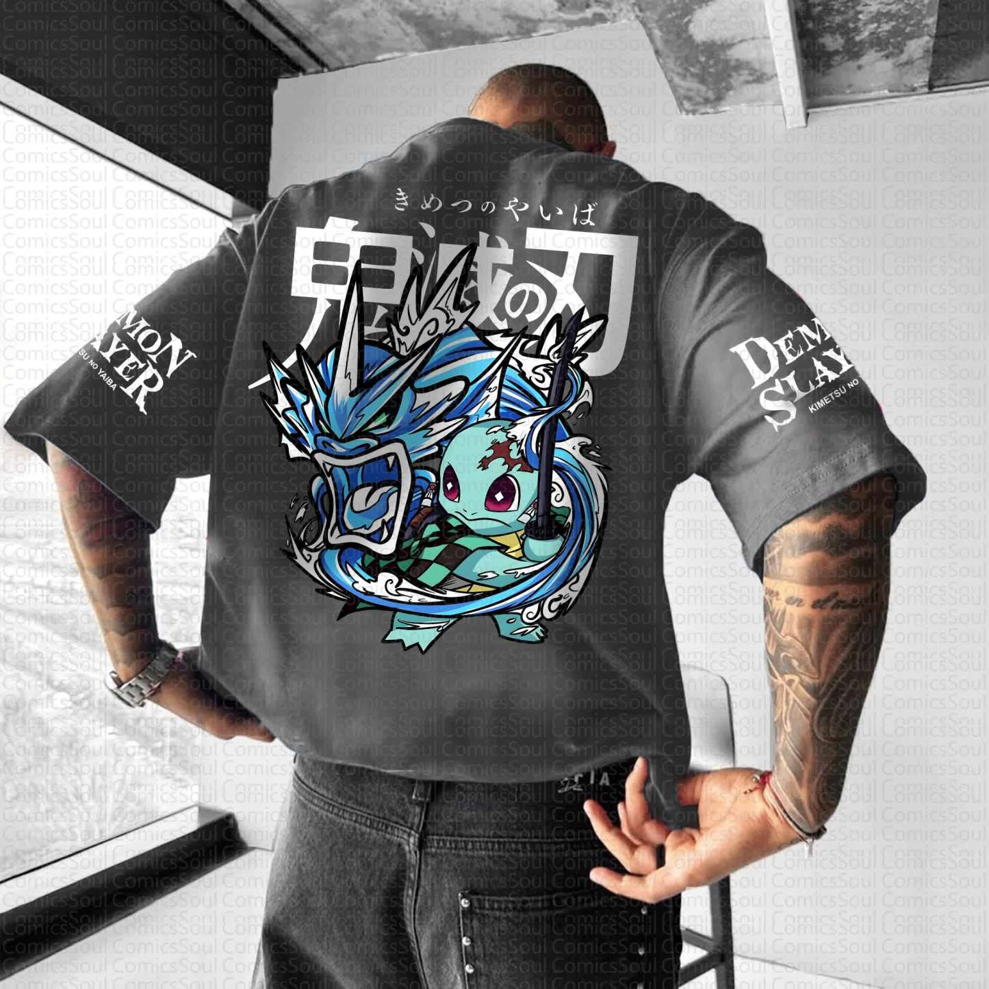 Unisex Anime Inspired Vintage T-Shirt丨Demon Slayer X Pokémon