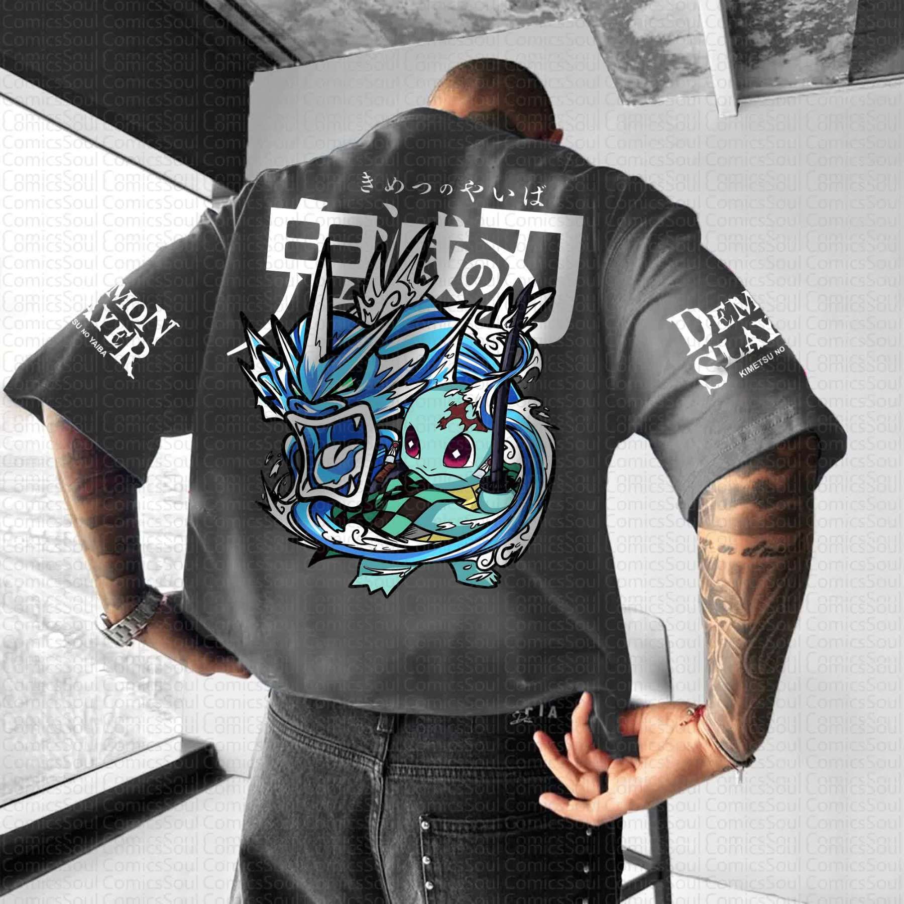 Unisex Anime Inspired Vintage T-Shirt丨Demon Slayer X Pokémon