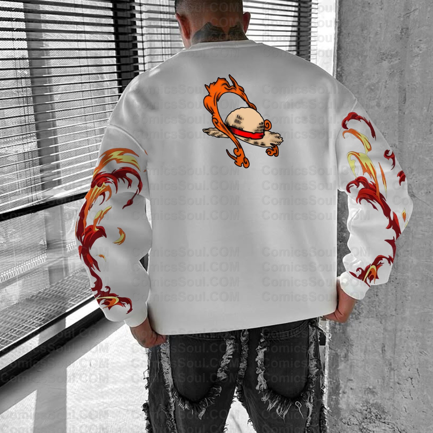 (One Piece)Plus Velvet Unisex Anime Inspired Vintage Sweatshirt