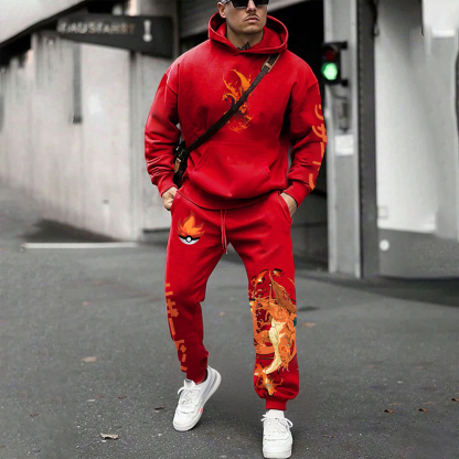 (Fleece-Lined Hoodie)  3D Printed Pullover Hoodie And Sweatpant 2pcs Tracksuits