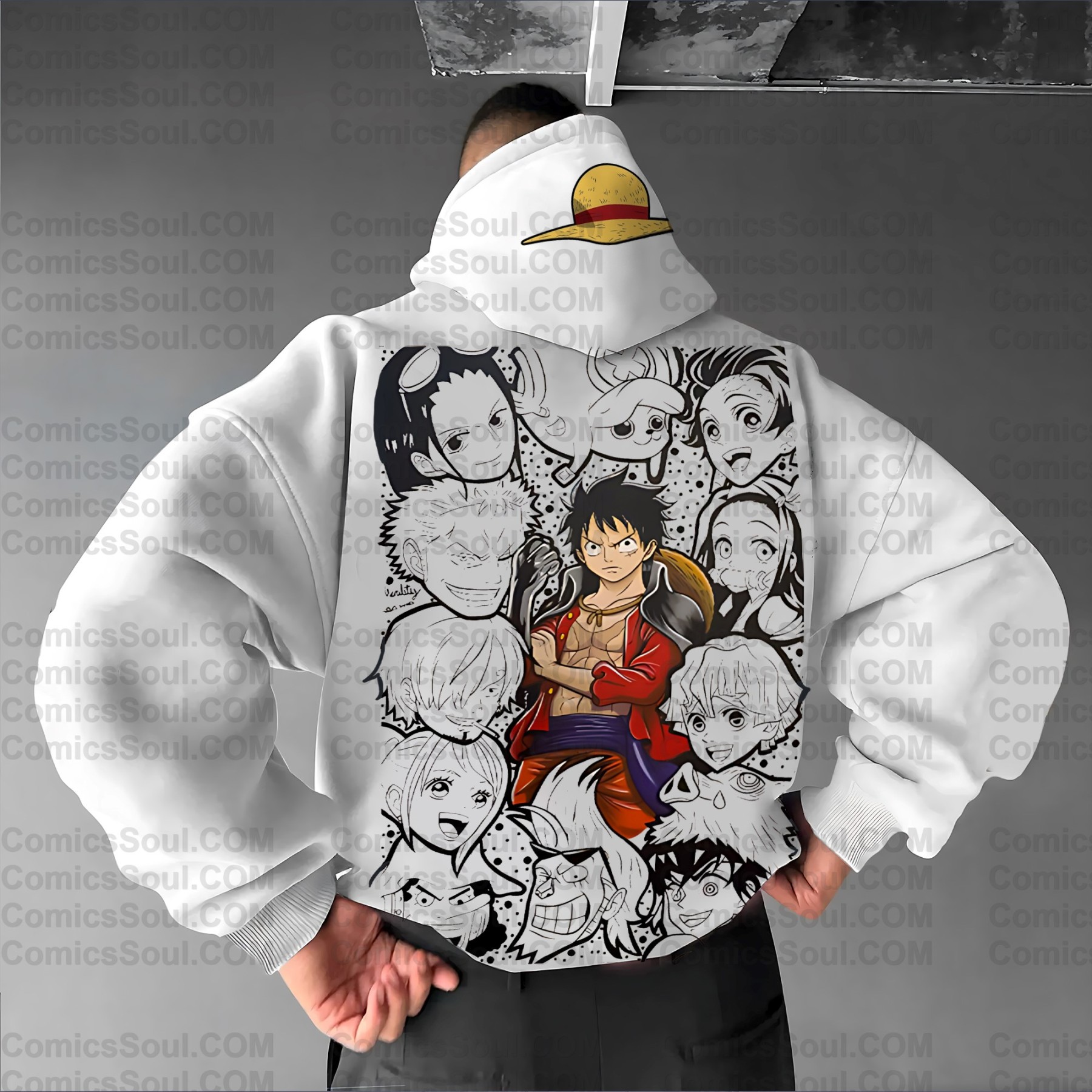 Plus Velvet Unisex Anime Graphic Streetwear Vintage Hoodie