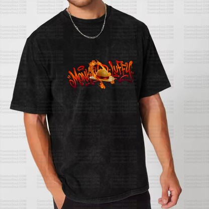 Unisex Anime Inspired Vintage Washed T-Shirt