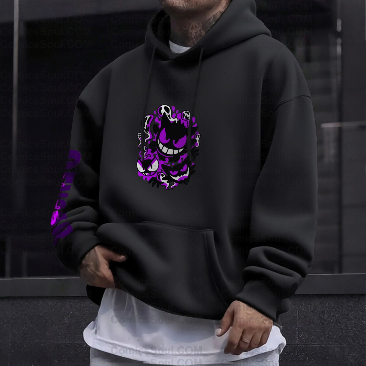 Unisex Anime Graphic Streetwear Vintage Plush Hoodie| Gengar