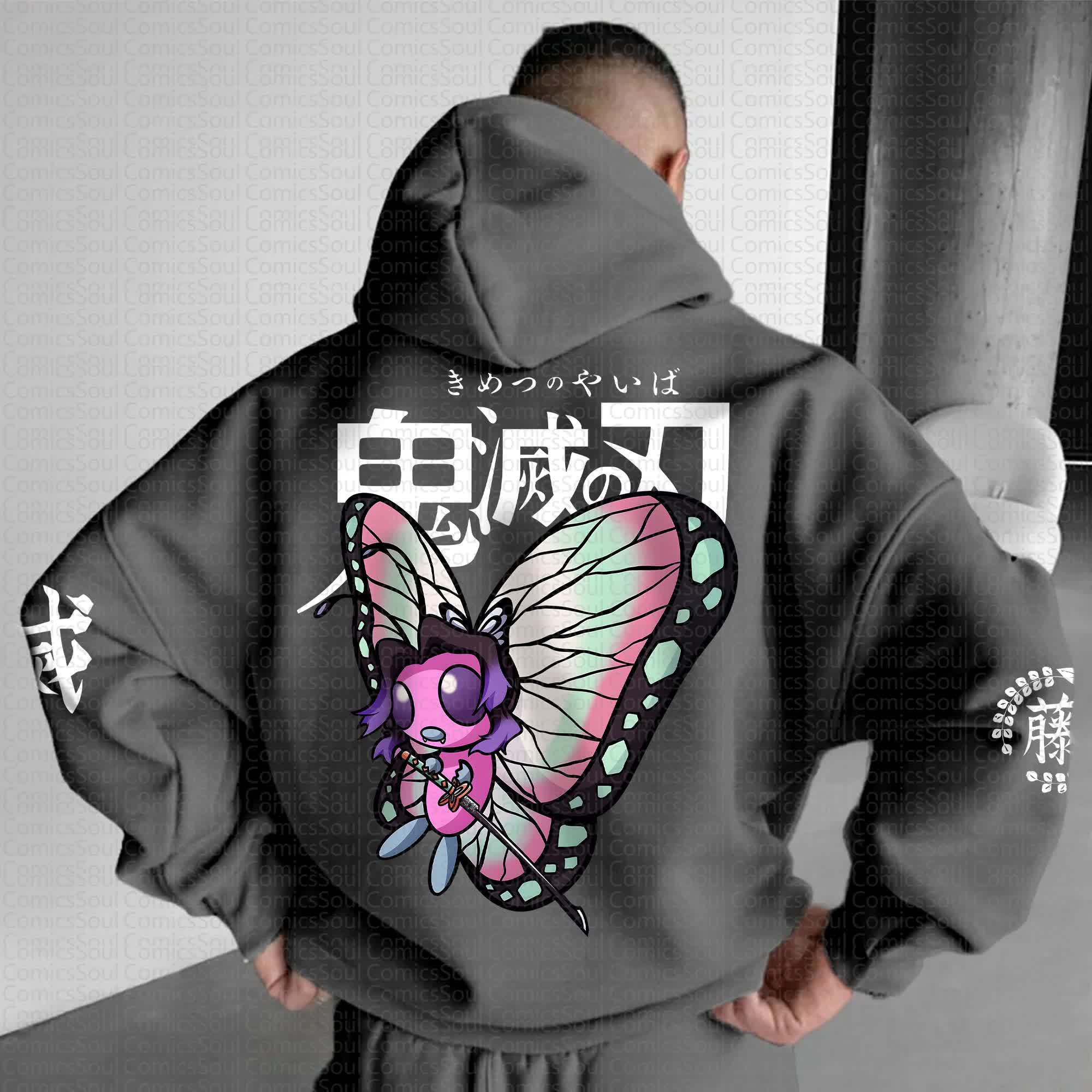 Unisex Anime Graphic Streetwear Vintage Hoodie丨Demon Slayer X Pokémon