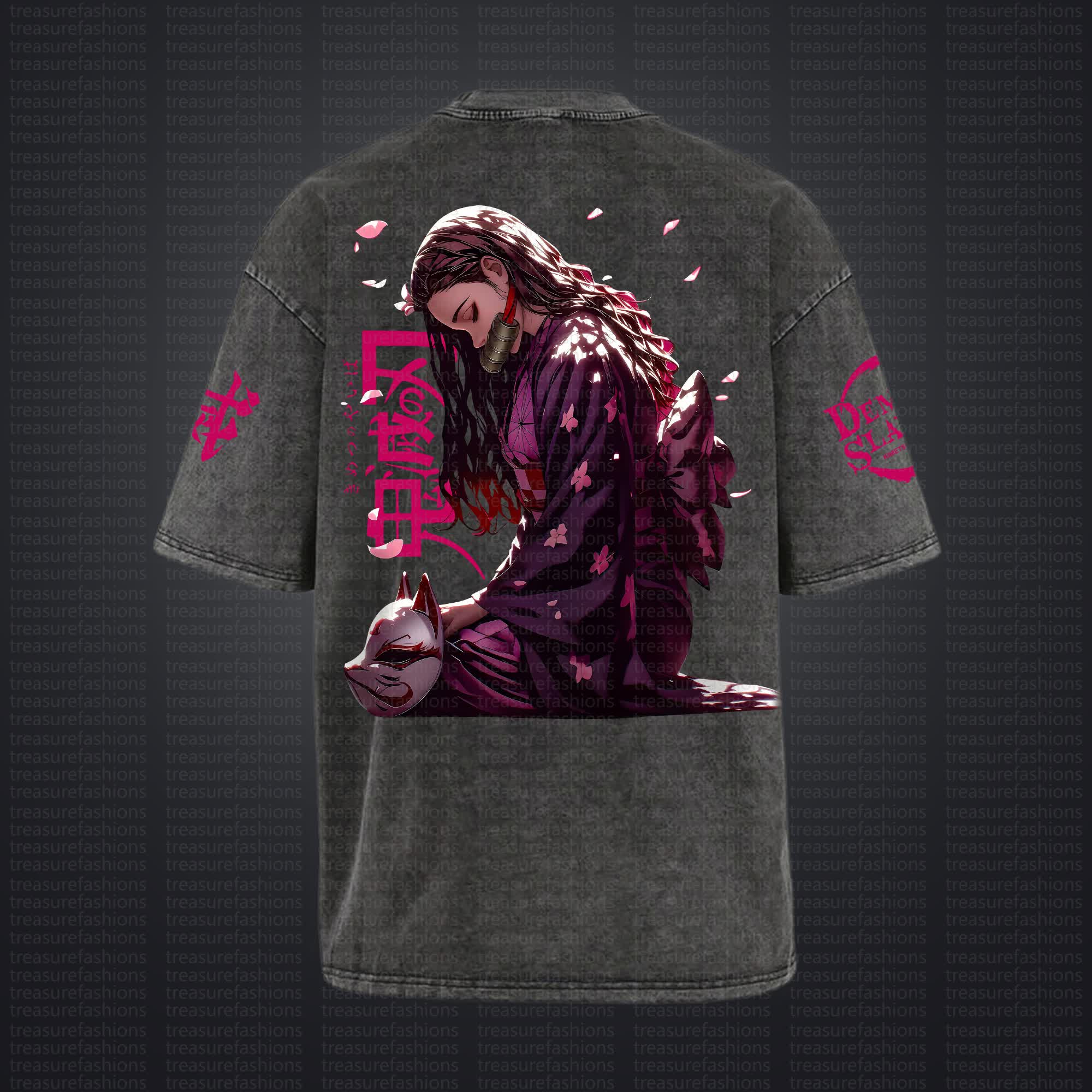 Unisex "Demon Slayer" Anime Style Vintage Washed T-Shirt