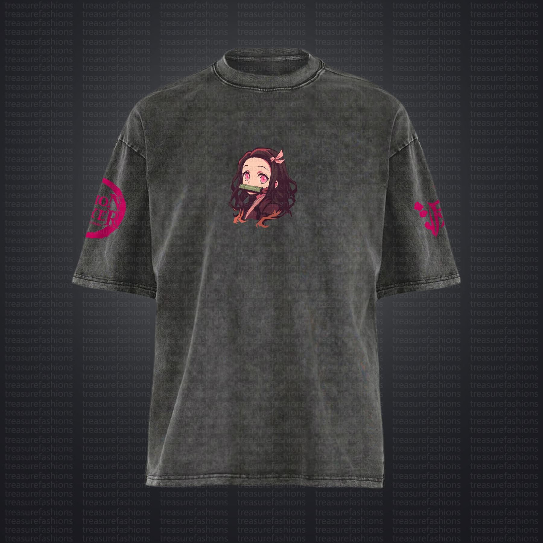 Unisex "Demon Slayer" Anime Style Vintage Washed T-Shirt