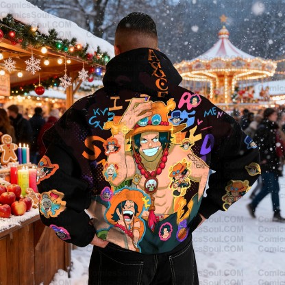 Plus Velvet Unisex Anime Graphic Streetwear Vintage Hoodieluffy