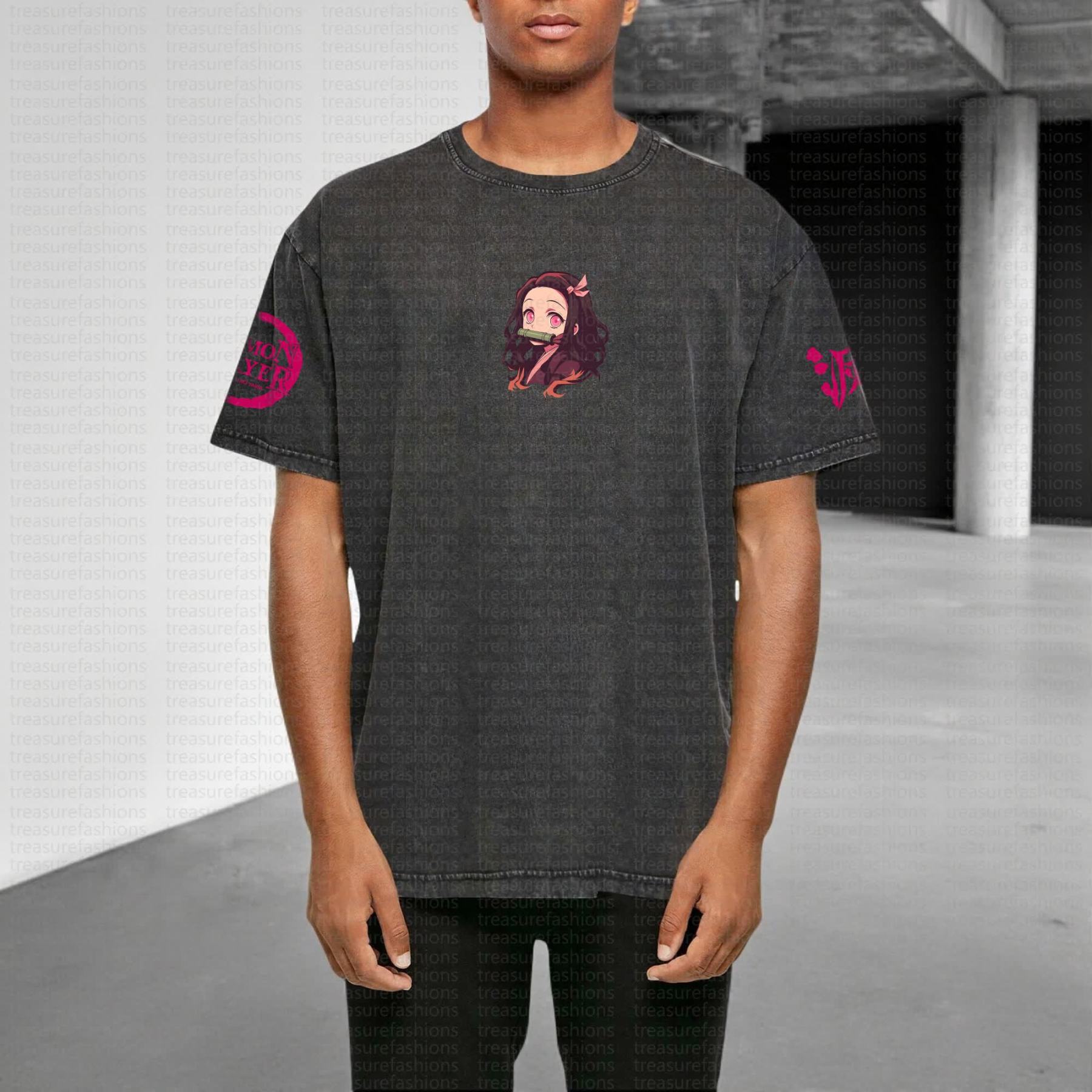 Unisex "Demon Slayer" Anime Style Vintage Washed T-Shirt