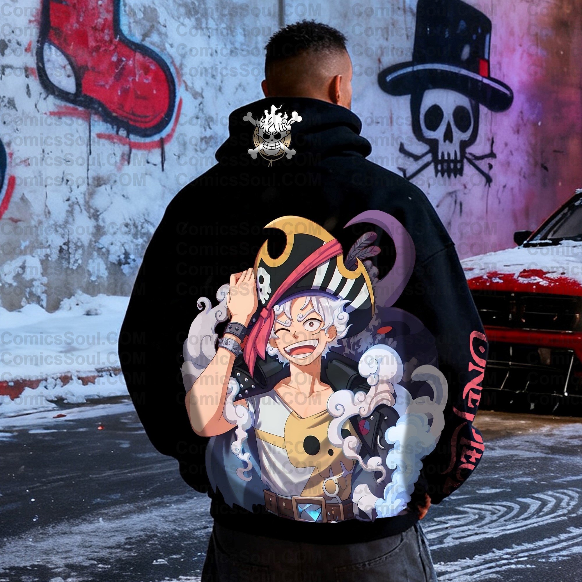 Plus Velvet Unisex Anime Graphic Streetwear Vintage Hoodieluffy