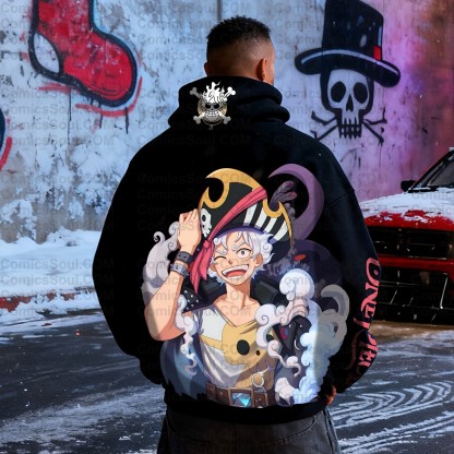 Plus Velvet Unisex Anime Graphic Streetwear Vintage Hoodieluffy