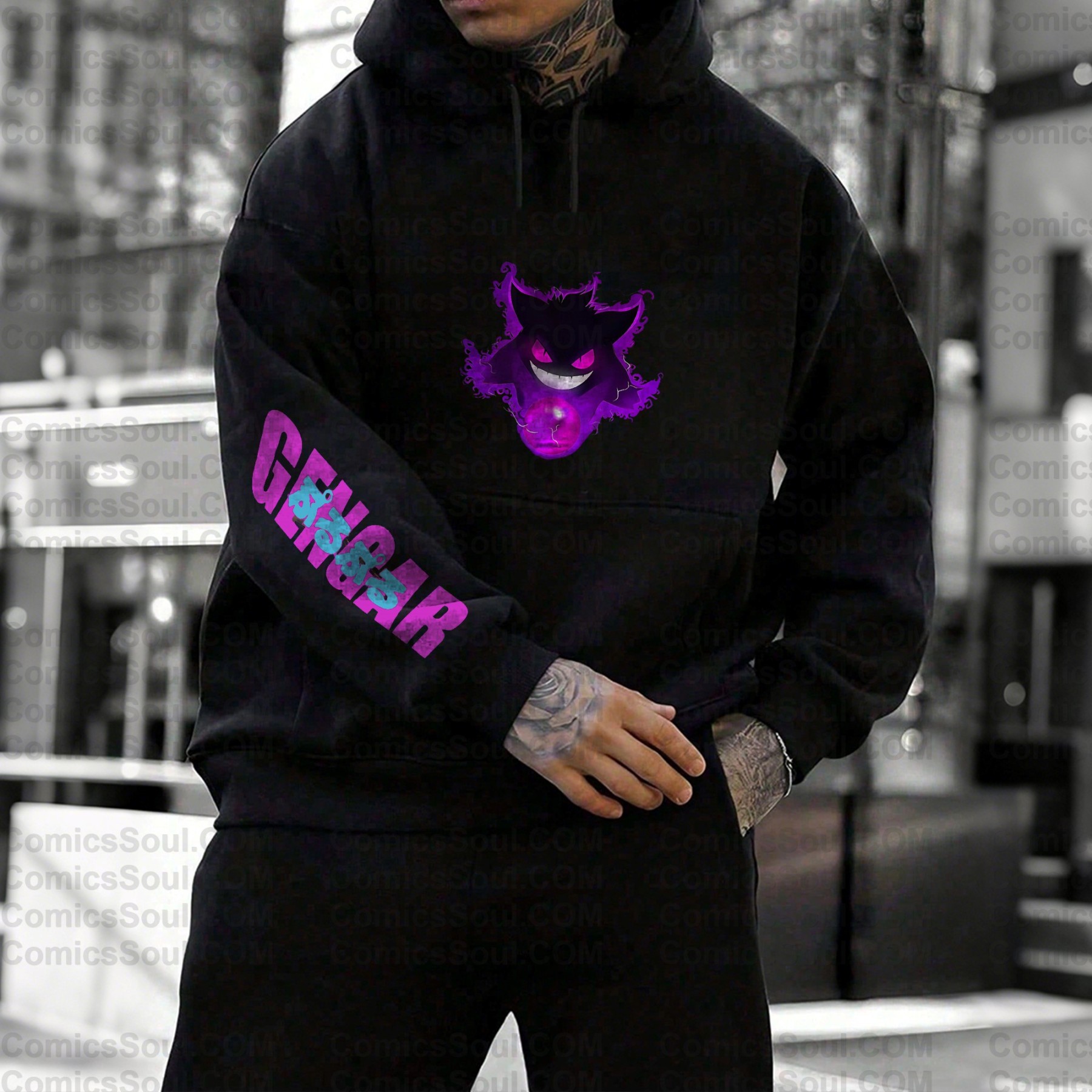 Unisex Anime Graphic Streetwear Vintage Plush Hoodie| Gengar