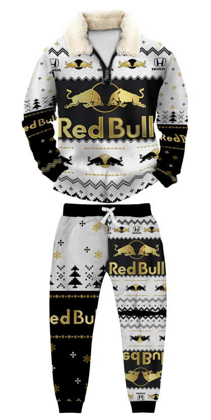 Unisex Christmas 1/4 Zip Stand Fleece Collar Thick Sweatshirt & Sweatpant