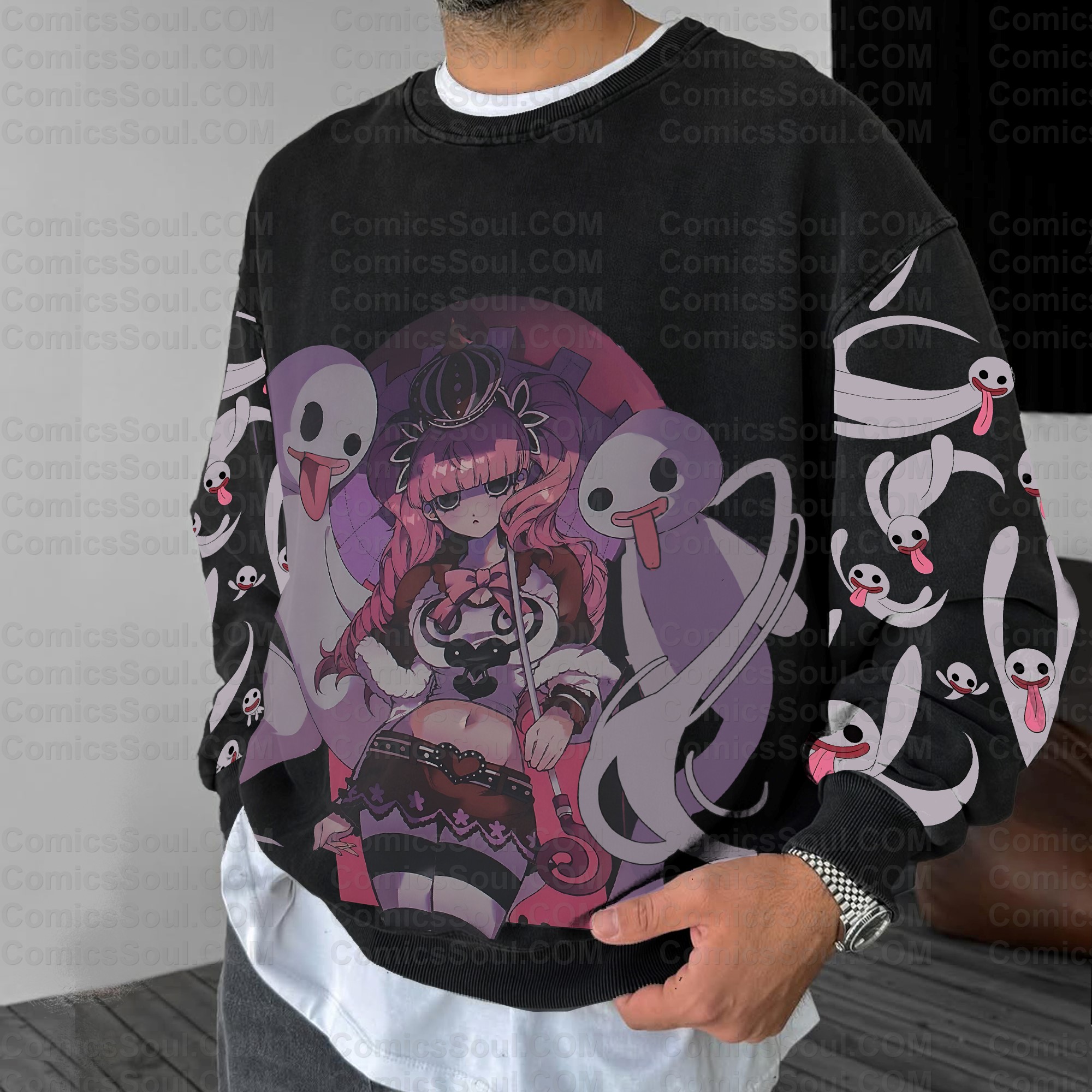 (One Piece)Plus Velvet Unisex Anime Inspired Vintage Sweatshirt