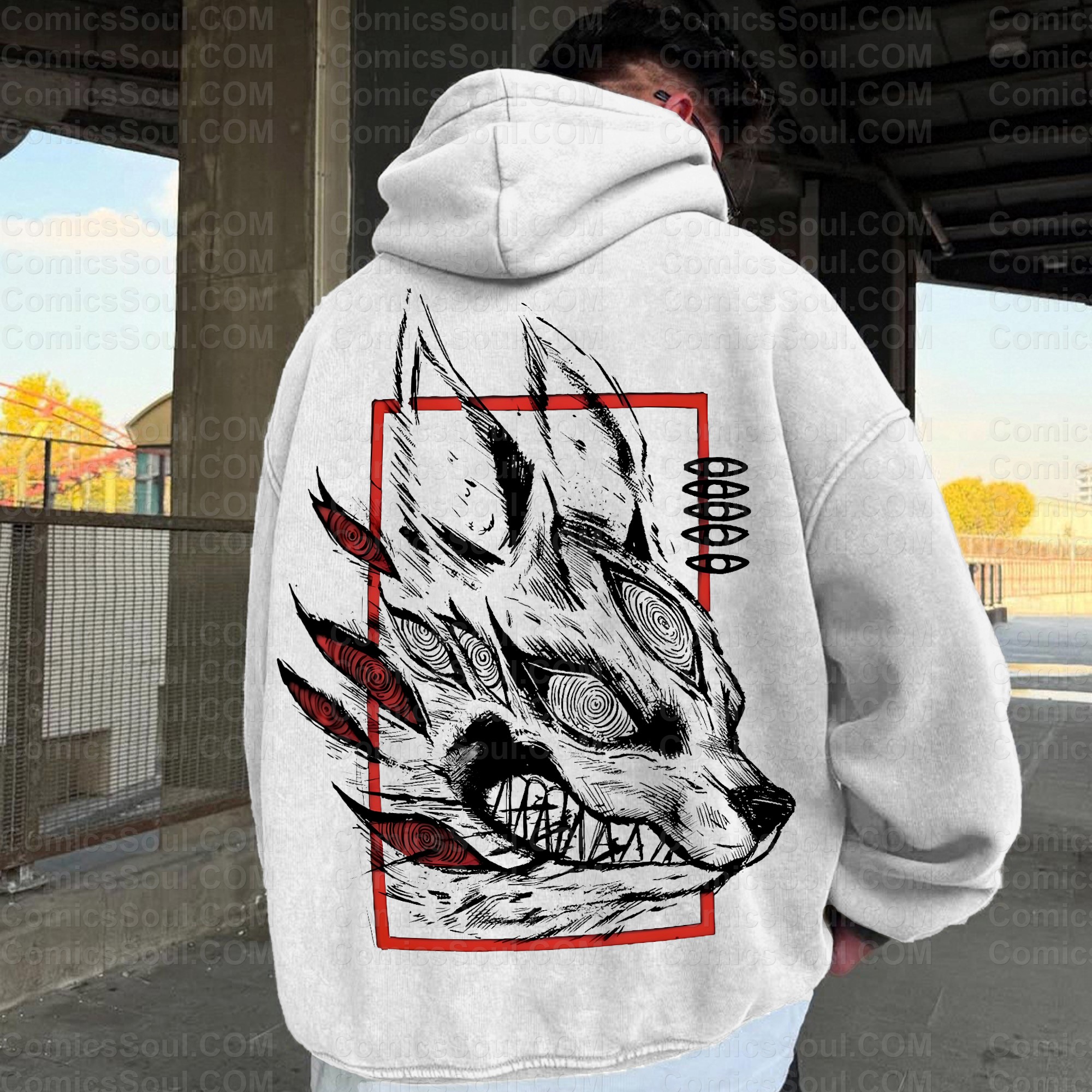 Unisex Anime Graphic Water wash Streetwear Vintage Hoodie